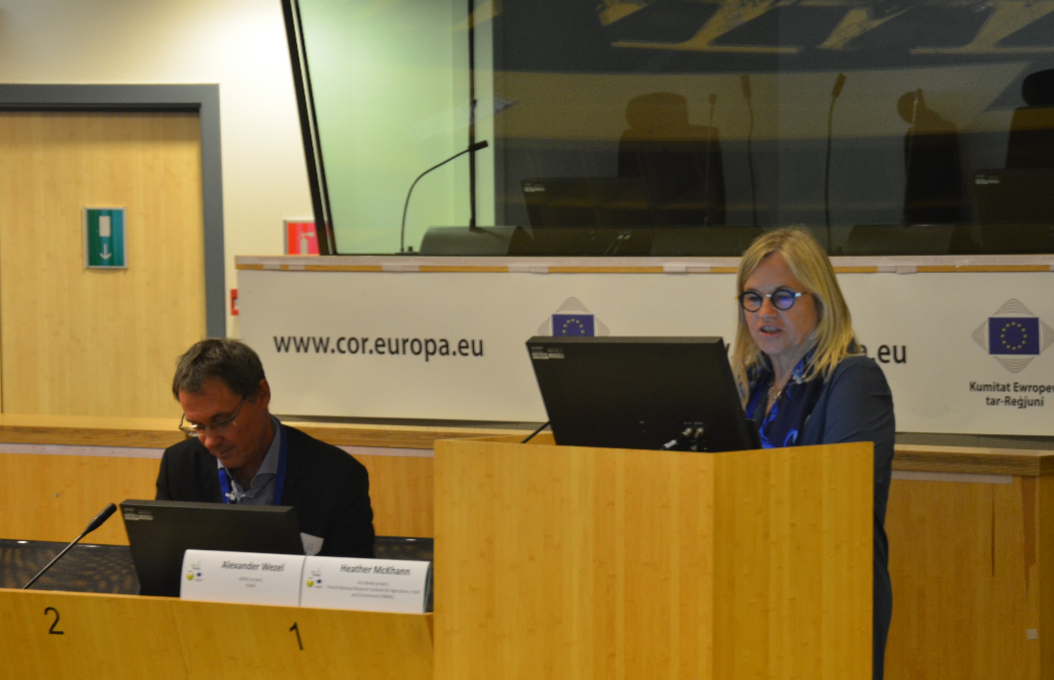 Concluding remarks and closing of the conference by Heather McKhann (INRAE), coordinator of the ALL-Ready project and Alexander Wezel (ISARA), coordinator of the AE4EU project. (Source: FiBL, Lisa Haller)
