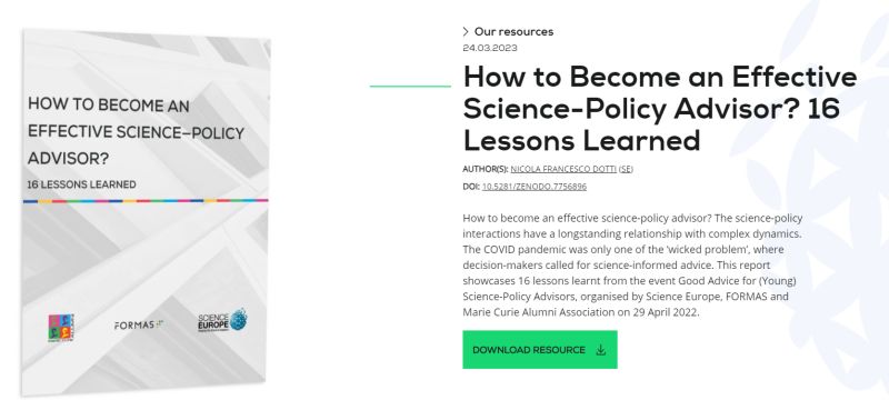 How to Become an Effective Science-Policy Advisor? 16 Lessons Learned by Science Europe How to Become an Effective Science-Policy Advisor? 16 Lessons Learned by Science Europe